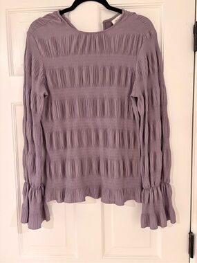 Prologue Lavender Pleated Long-Sleeve Blouse